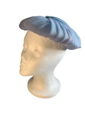 Gwenn Pennington Ladies Light Blue Pleated Hat Size 22 Vintage Chic Accessory